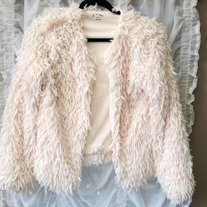 ART CLASS Boho Cream Fuzzy Cozy Jacket "L"